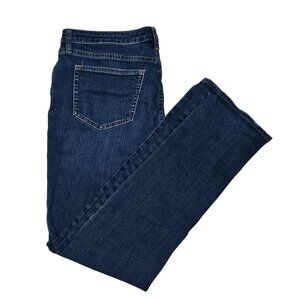 Lands' End Mid Rise Straight Jeans Women's Blue Stretch Cotton Blend Size 10